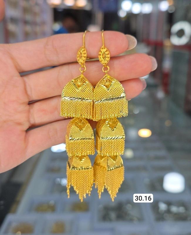 گوشواره جمکه نقره ابکاری طلا 