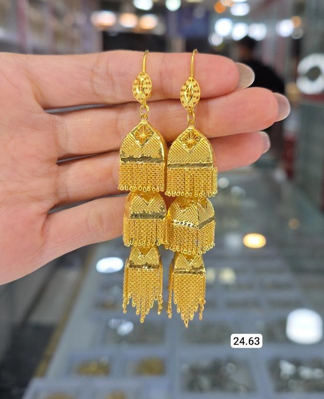 گوشواره جمکه نقره ابکاری طلا 