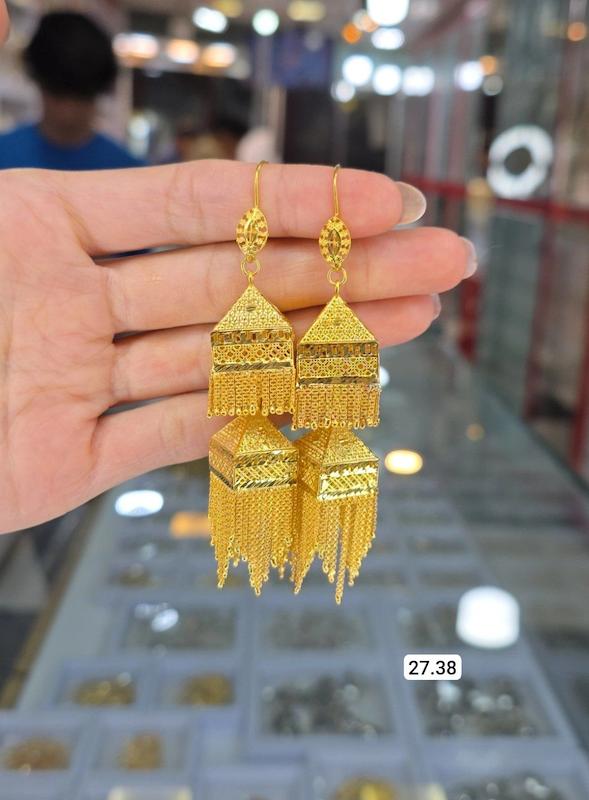 گوشواره جمکه نقره ابکاری طلا 