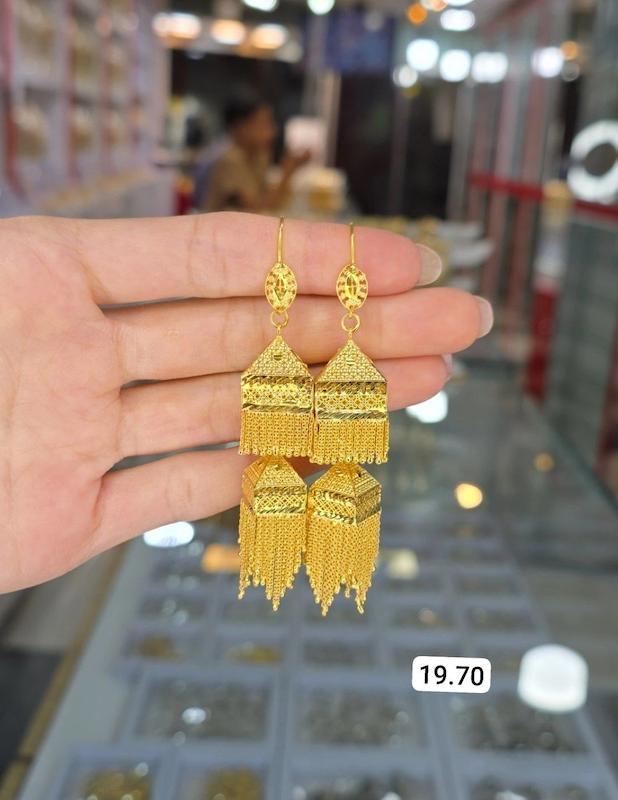 گوشواره جمکه نقره ابکاری طلا 