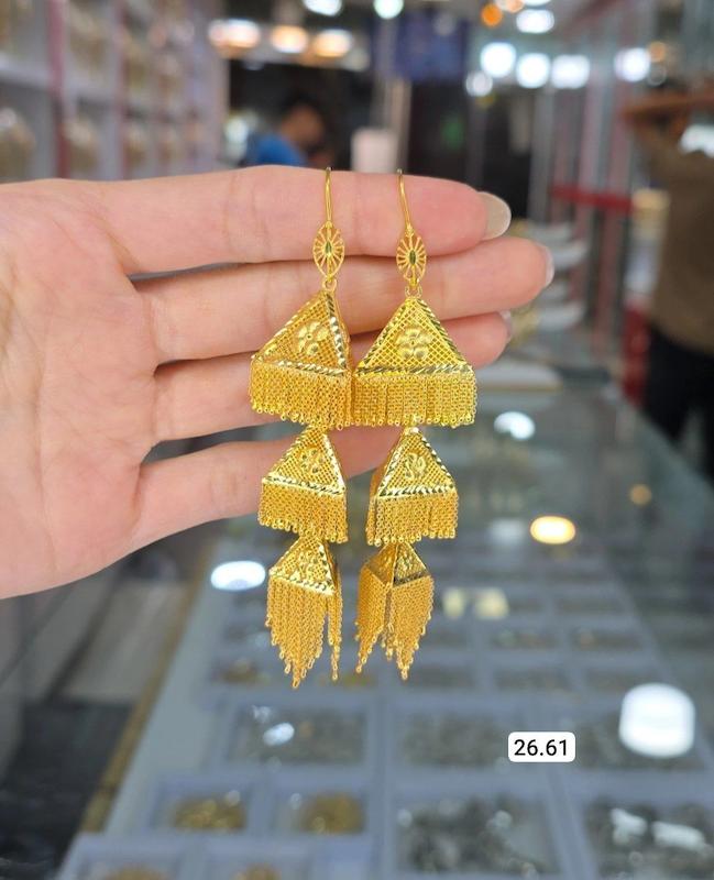 گوشواره جمکه نقره ابکاری طلا 