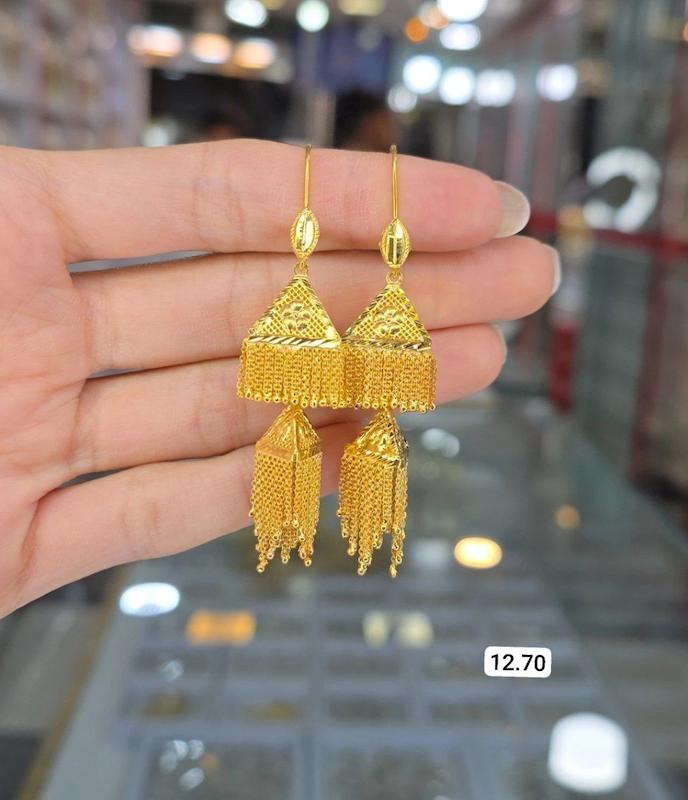 گوشواره جمکه نقره ابکاری طلا 