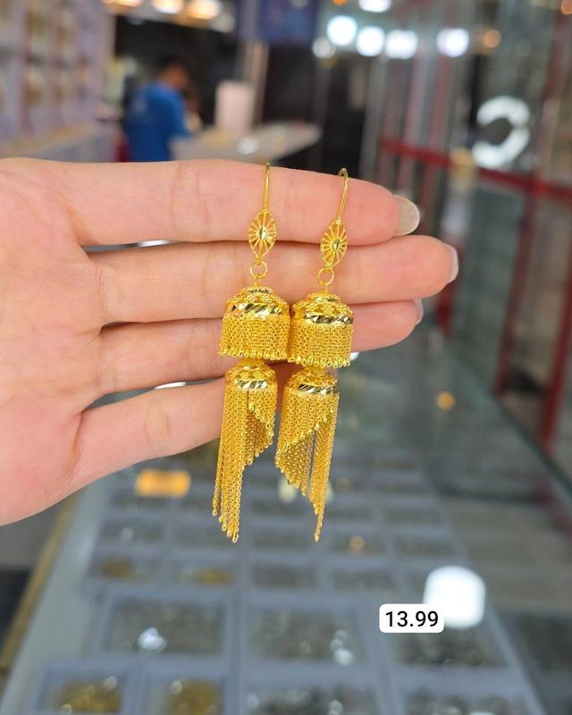 گوشواره جمکه نقره ابکاری طلا