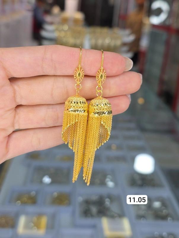 گوشواره جمکه نقره ابکاری طلا 
