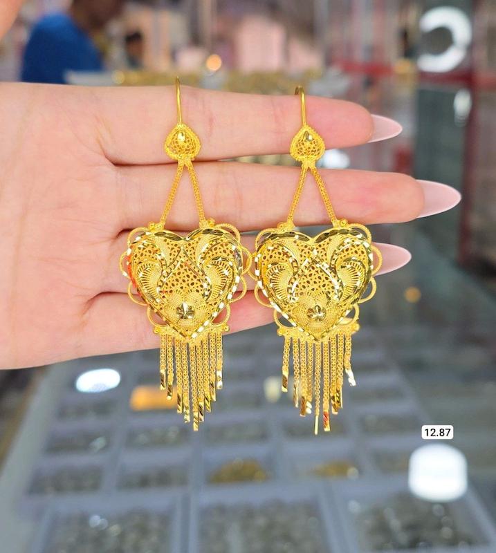گوشواره کشمیری نقره ابکاری طلا