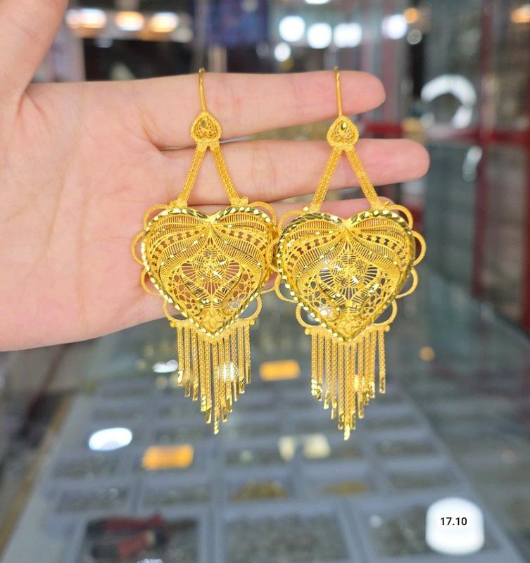 گوشواره نقره کلکته ابکاری طلا