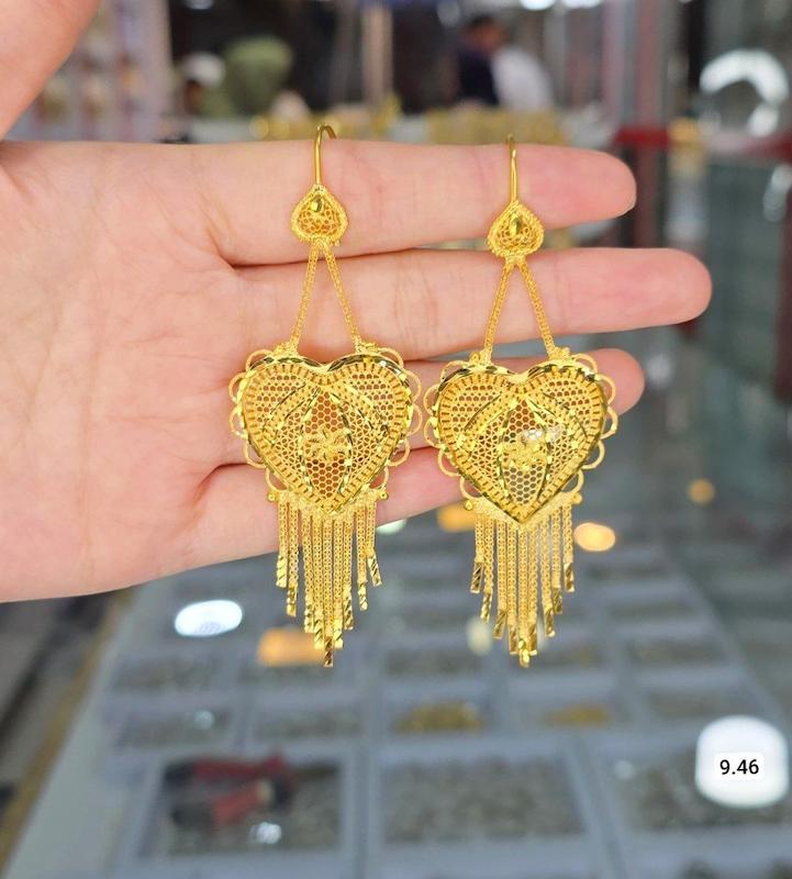 گوشواره نقره طرح کلکته  ابکاری طلا