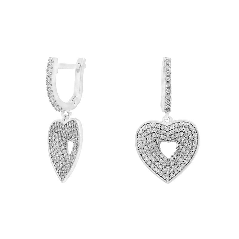 گوشواره نقره طرح قلب نگیندار شمیم سیلور 1000150040