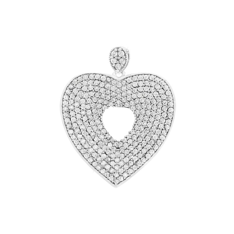 پلاک نقره طرح قلب نگین‌دار شمیم سیلور 100150040