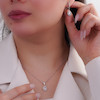 نیم‌ست نقره زنانه طرح بیضی با نگین مرکزی و میکروست 10150068