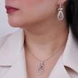 نیم ست نقره زنانه طرح اشک پاپیون 10150042