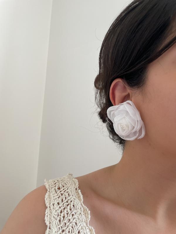 گوشواره گل پارچه ای
