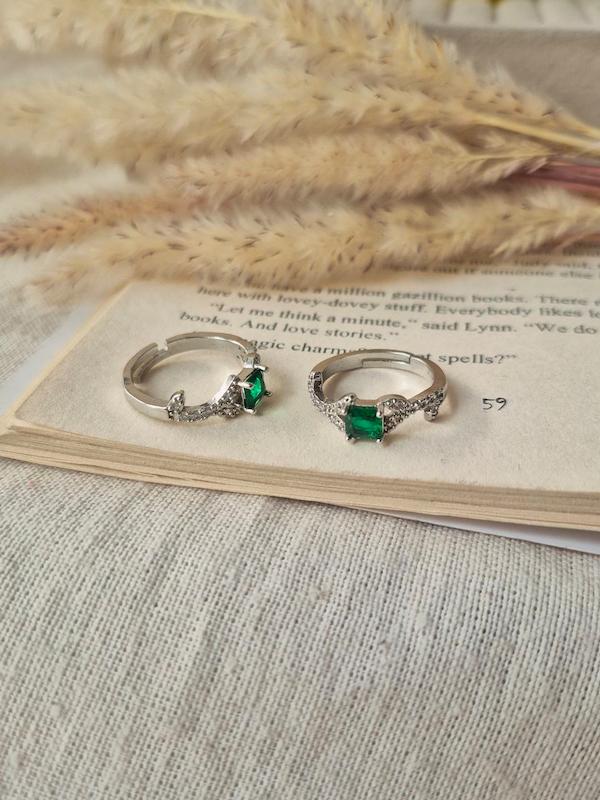 انگشتر جواهری فری سایز سبز مربعی