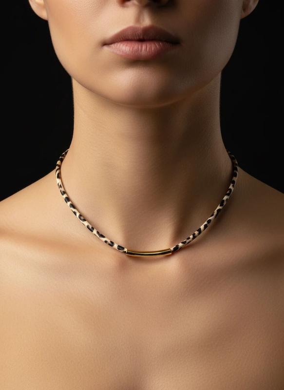 گردنبند پلنگی چرمی
