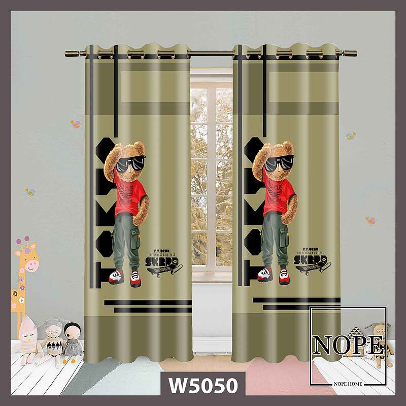 پرده کودک طرح خرس عینکی کد W5050