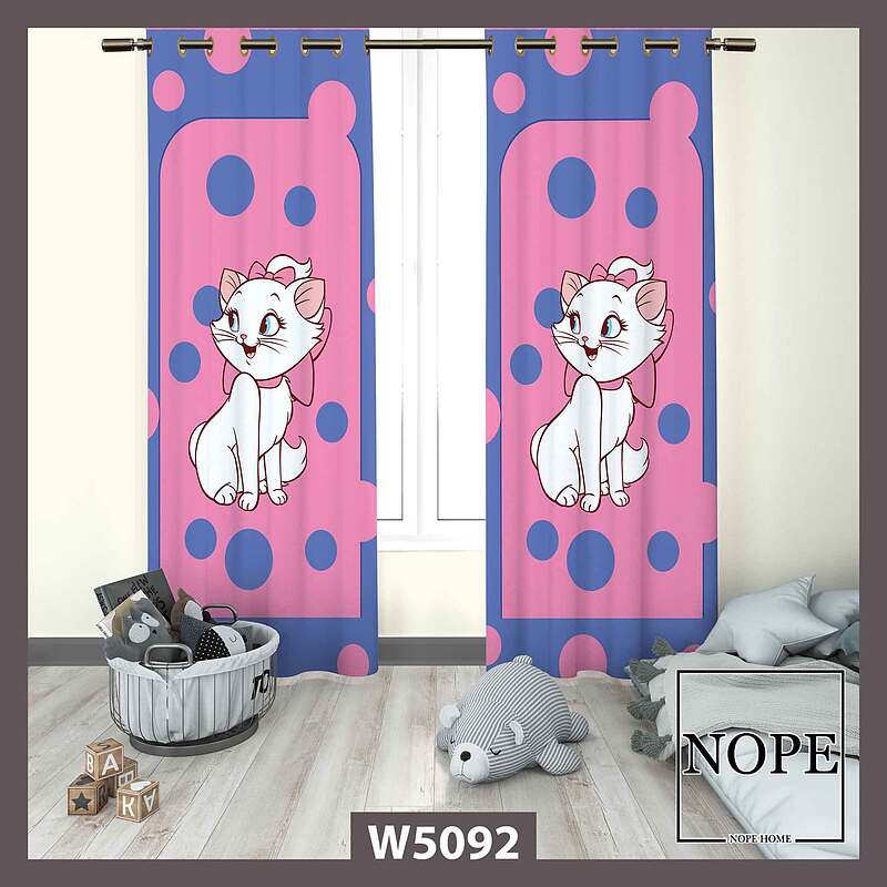 پرده کودک طرح گربه ی نشسته کد W5092