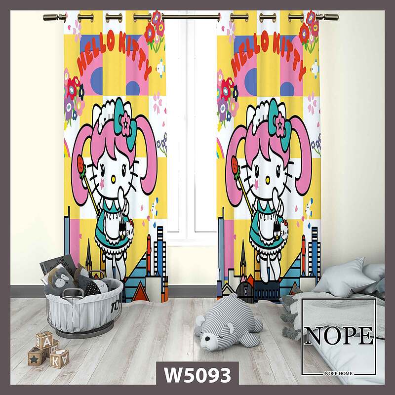 پرده کودک طرح گربه ی فانتزی کد W5093