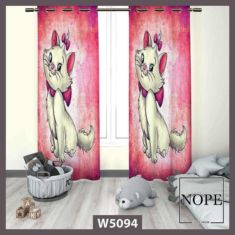 پرده کودک طرح گربه ی فانتزی کد W5094