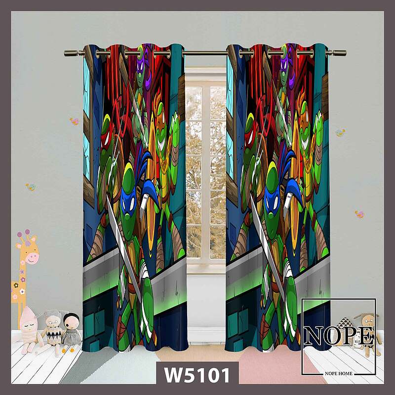 پرده کودک طرح کارتونی لاک پشت کد W5101