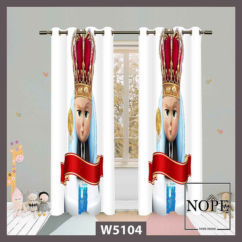 پرده کودک طرح بچه رئیس کد W5104