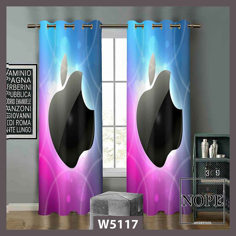 پرده کودک طرح لوگوی اپل مشکی کد W5117