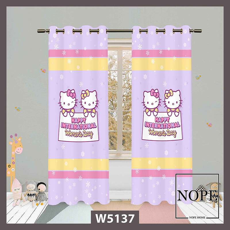پرده کودک طرح گربه کد W5137