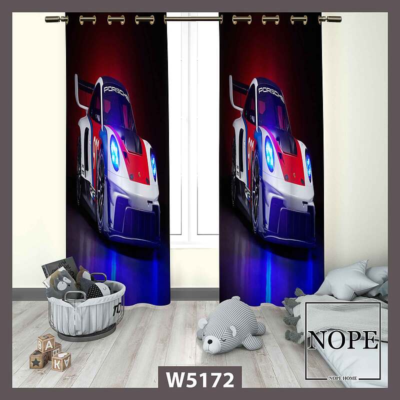 پرده کودک طرح ماشین مسابقه ای کد W5172