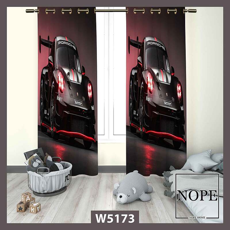 پرده کودک طرح ماشین مسابقه ای کد W5173
