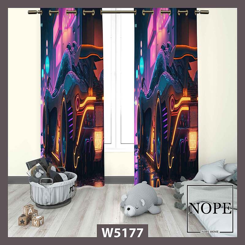 پرده کودک طرح ماشین کد W5177