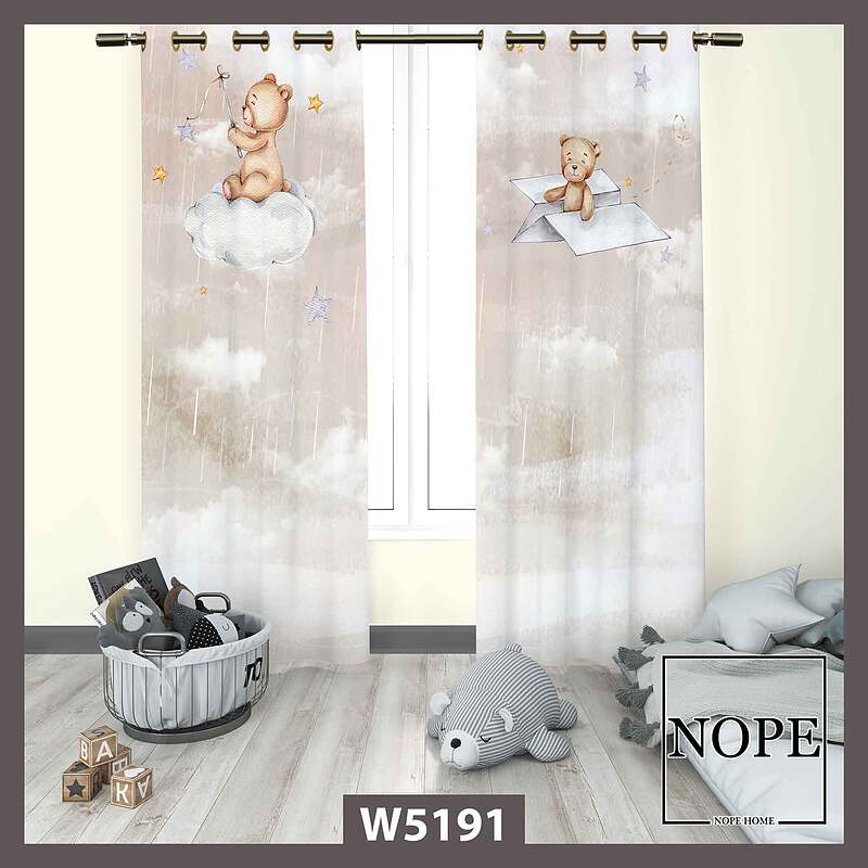 پرده کودک طرح خرس کد W5191