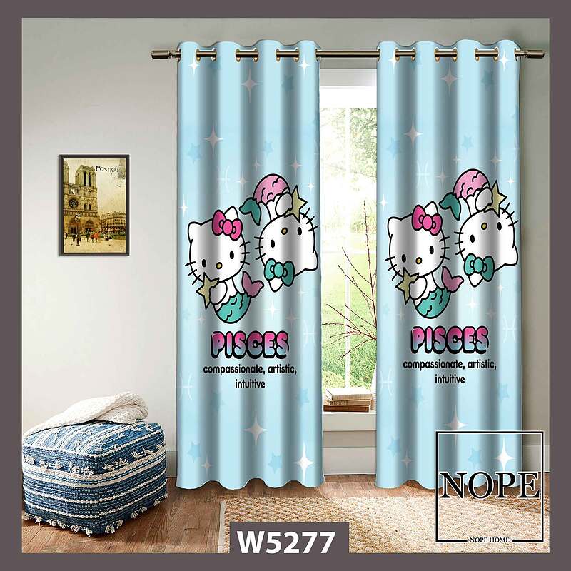 پرده کودک طرح گربه کد W5277