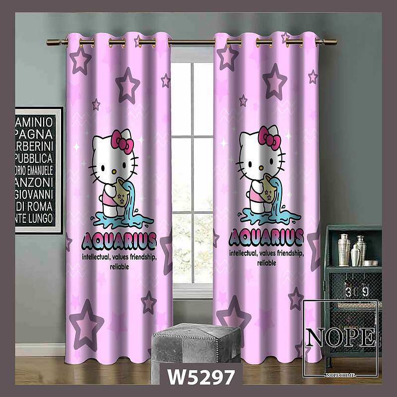 پرده کودک طرح گربه کد W5297