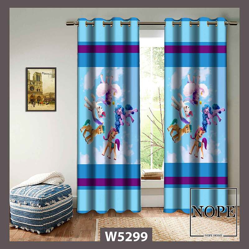پرده کودک طرح اسبهای تک شاخ کد W5299