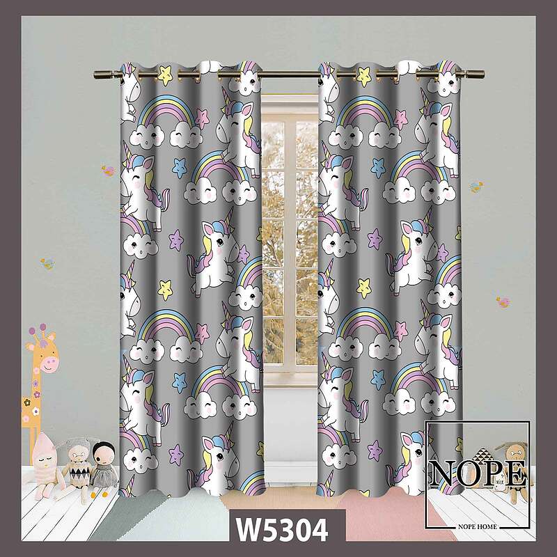 پرده کودک طرح اسب تک شاخ کد W5304