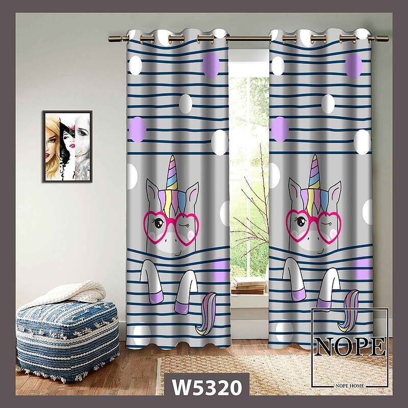 پرده کودک طرح اسب تک شاخ کد W5320