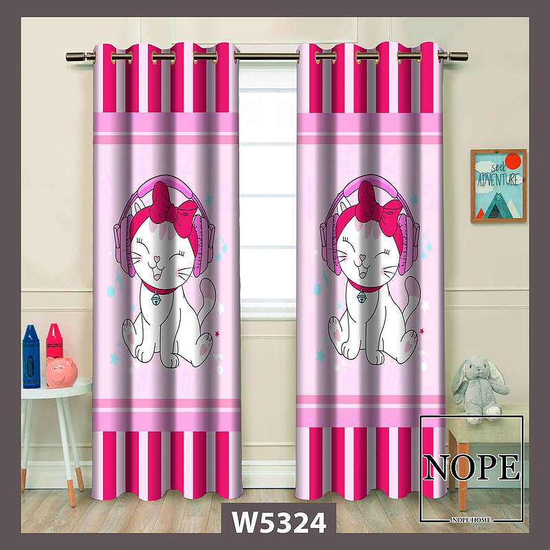 پرده کودک طرح گربه کد W5324