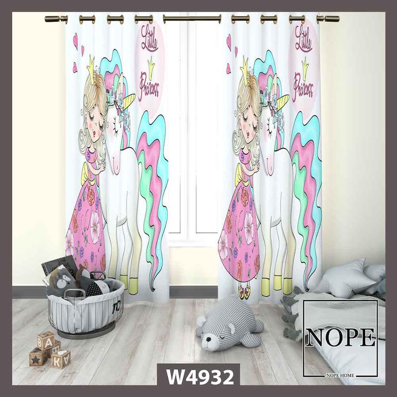 پرده کودک طرح اسب تکشاخ کد W4932