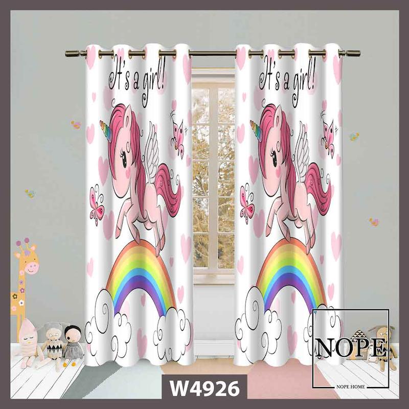 پرده کودک طرح اسب تکشاخ کد W4926