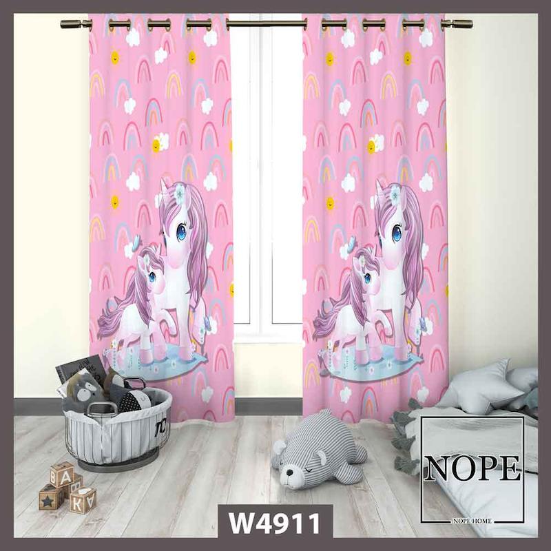 پرده کودک طرح اسب تکشاخ کد W4911