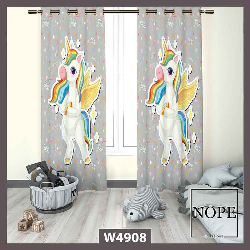 پرده کودک طرح اسب تکشاخ کد W4908