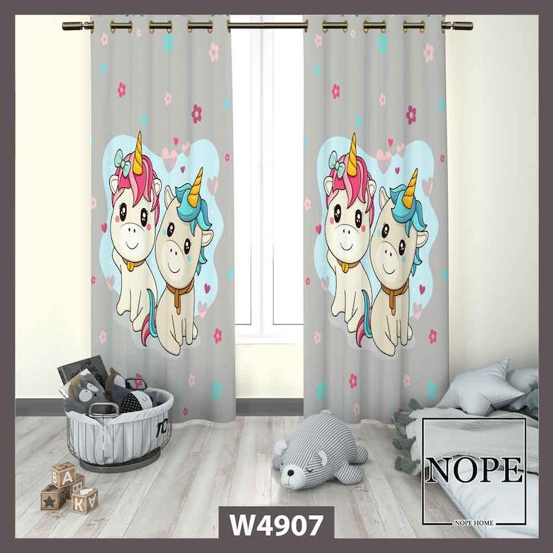پرده کودک طرح اسب های تکشاخ کد W4907