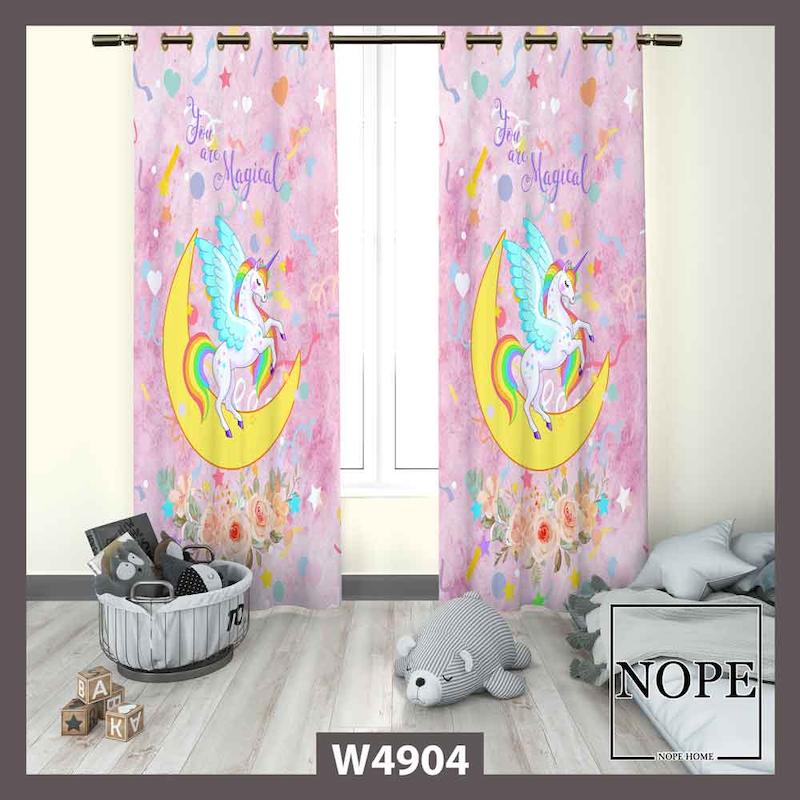 پرده کودک طرح اسب تکشاخ کد W4904