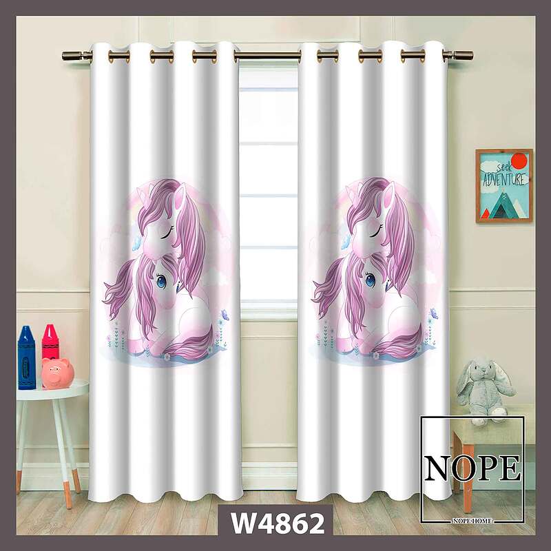 پرده کودک طرح اسب تکشاخ کد W4862
