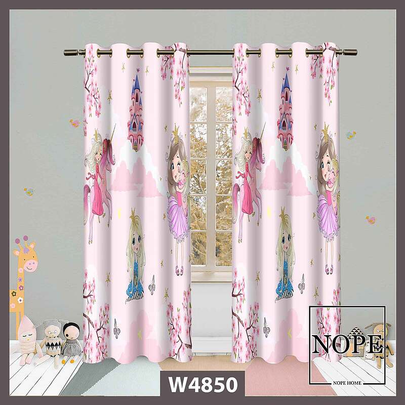 پرده کودک طرح دختر و اسب تک شاخ کد W4850