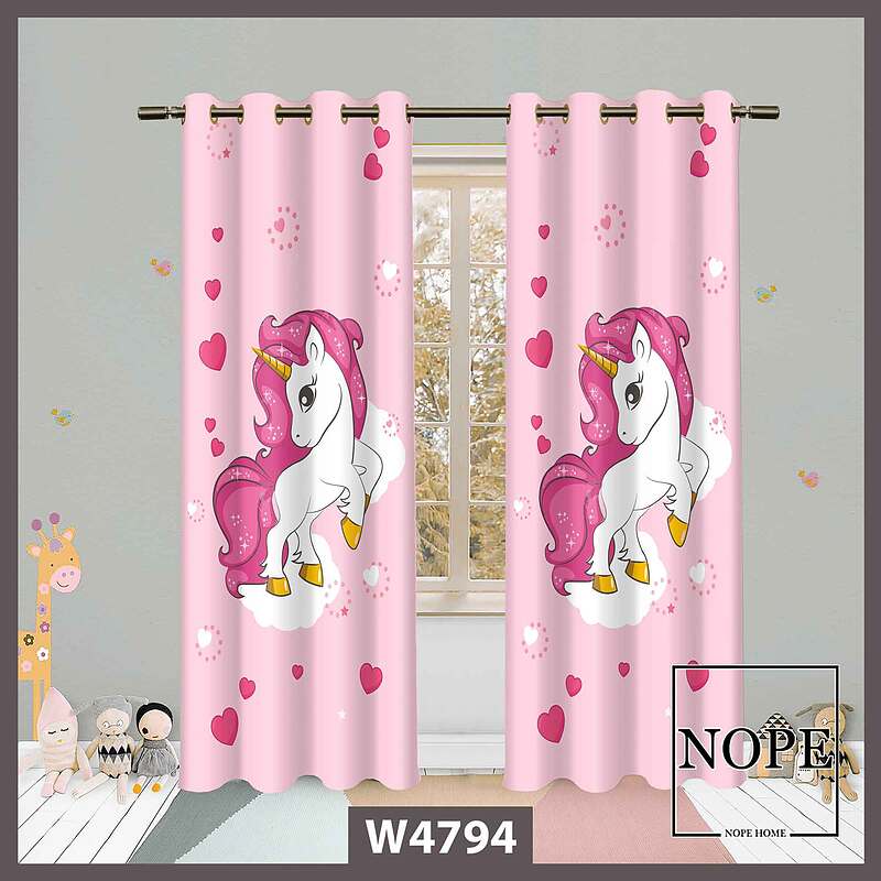 پرده کودک طرح اسب تکشاخ کد W4794