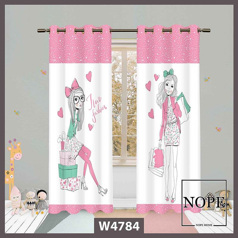 پرده کودک طرح دختر  کد W4784