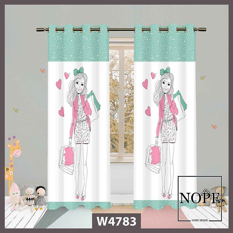 پرده کودک طرح دختر  کد W4783