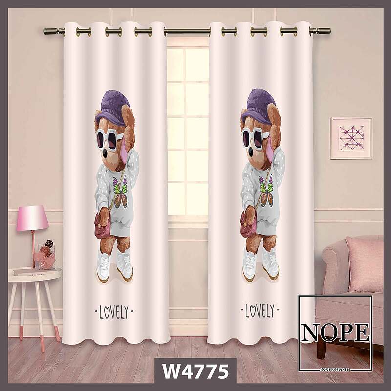 پرده طرح خرسی کد W4775