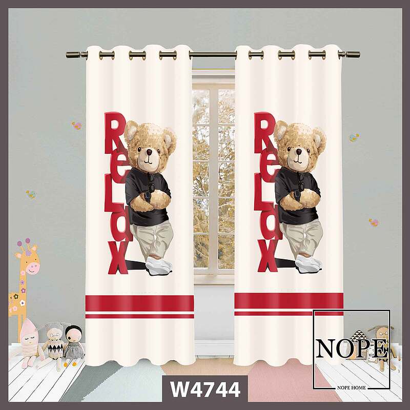 پرده کودک طرح خرسی کد W4744