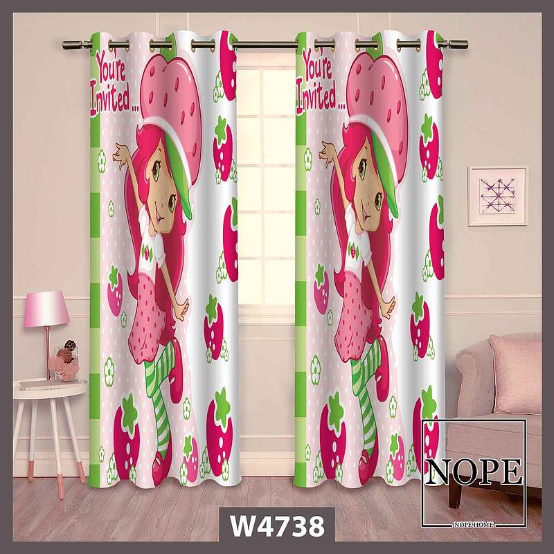 پرده کودک طرح دختر توت فرنگی کد W4738